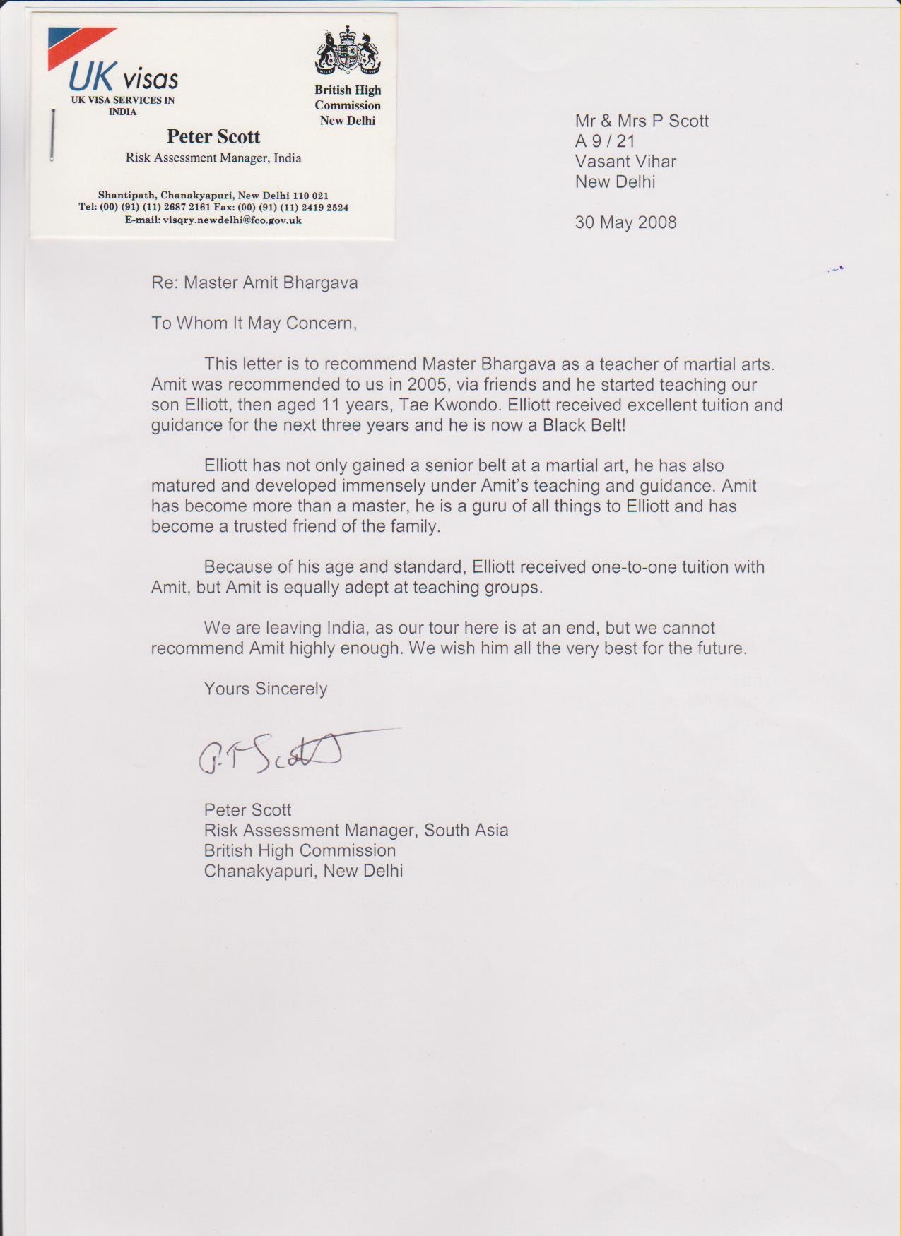 British High Commission Letter